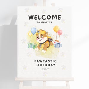 Pata aquarela editável - Placa de boas-vindas PawTy, Placa de boas-vindas para impressão, Download instantâneo