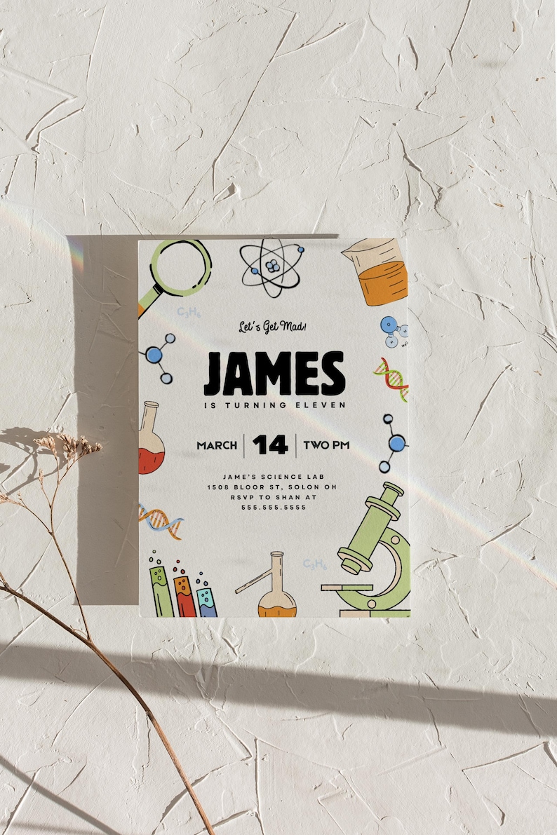 Science Invitation Abstract Science Birthday Invitation, Editable Mad Scientist Party Invite ...