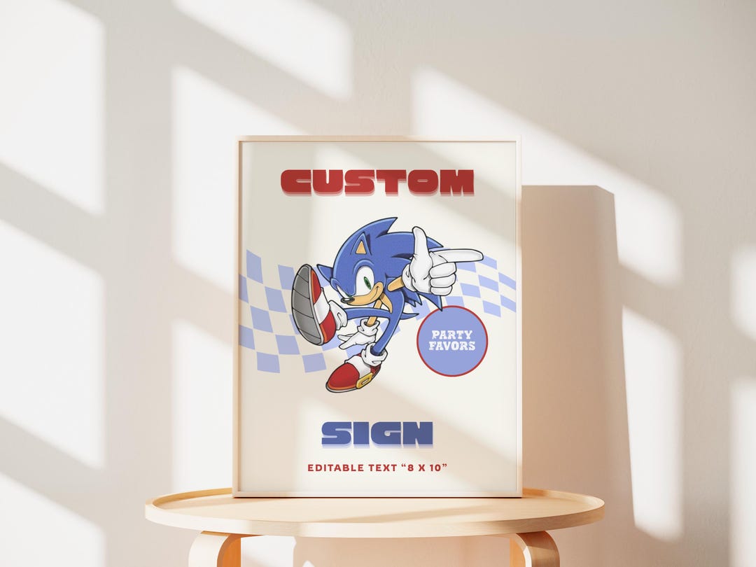 Printable Sonic Table Sign, Editable Birthday Stationery Custom Sign ...