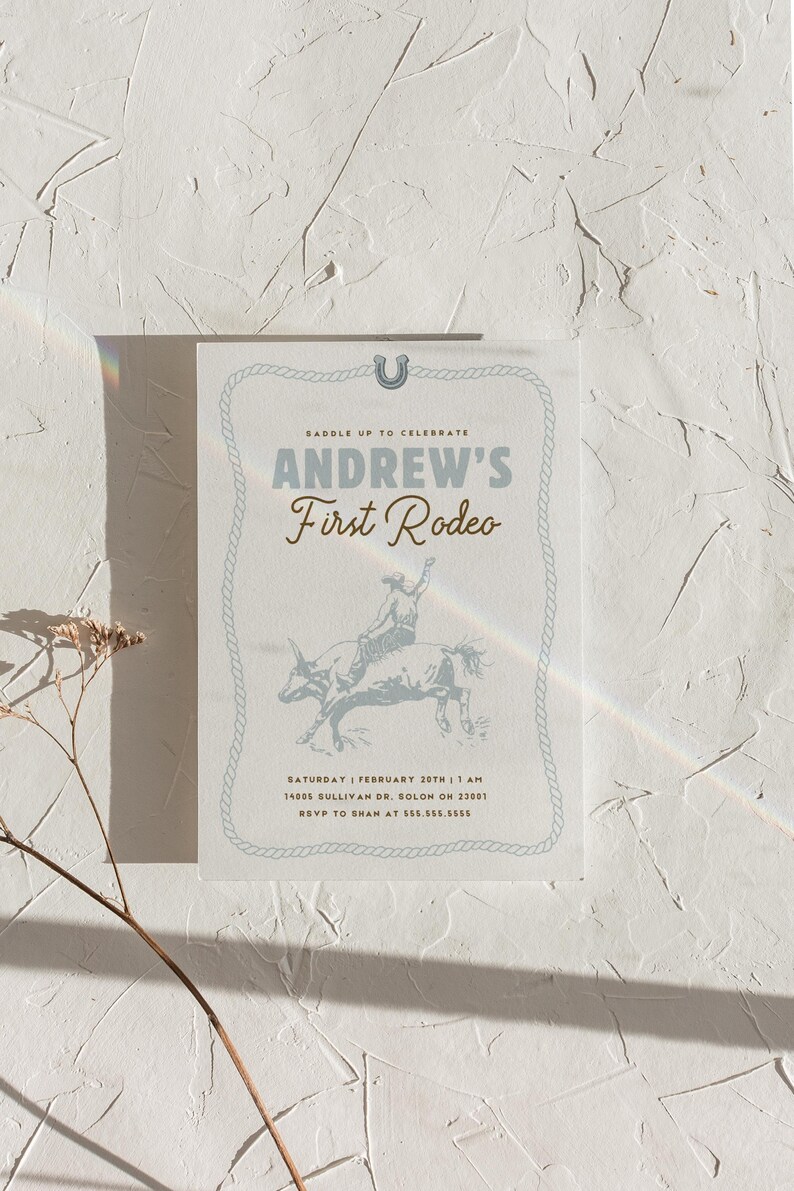 Editable First Rodeo Invitation, Cowboy Birthday Invite Wild West Theme ...