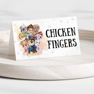 Cartes de tente aquarelle patte - thème PawTy, étiquettes de nourriture imprimables, modèle en téléchargement numérique instantané