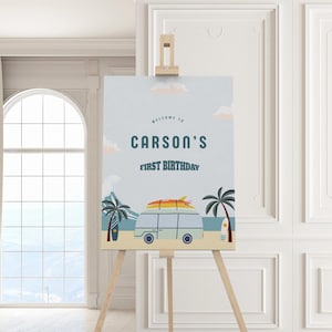 The Big One Surf Theme Welcome Sign, First Birthday Welcome Board, Surf Theme Party Favors, Digital Template