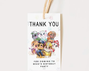 Etiquetas de regalo de acuarela con motivos de mascotas: Agradecimiento de cumpleaños (imprimibles y editables)