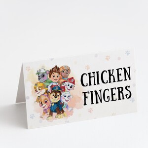 Cartes de tente aquarelle patte - thème PawTy, étiquettes de nourriture imprimables, modèle en téléchargement numérique instantané