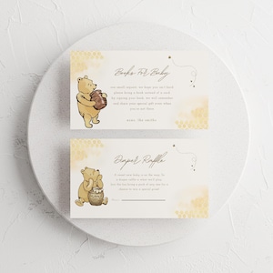 Cartes de tombola couches Winnie l'ourson, livres modifiables pour bébé, cartes de papeterie imprimables Winnie l'ourson, téléchargement numérique immédiat