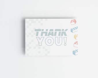 Building Block Thank You Card: Brick Party Favor, Editable Template (Digital Download)