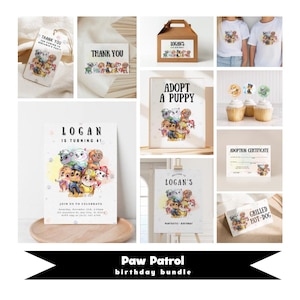 Watercolor Paw-Ty Birthday Bundle: Editable Dog Party Decor (Digital Download)