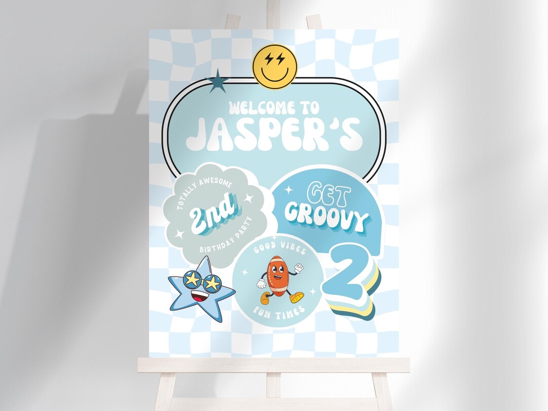 Two Groovy Welcome Sign | Retro Welcome Board | Editable Welcome Sign ...