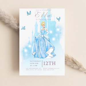 Convite de aniversário de princesa, convite de aniversário de princesa, convites elegantes para festa de aniversário de menina