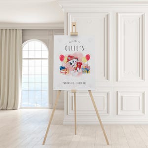 Patte aquarelle modifiable - panneau de bienvenue PawTy, panneau de bienvenue imprimable, téléchargement immédiat