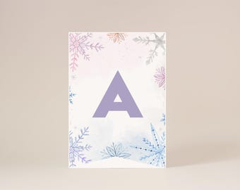 Pancarta de cumpleaños de invierno, decoración para fiesta de copos de nieve (descarga digital)