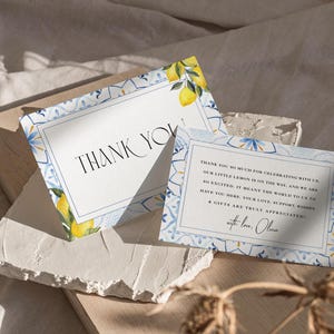 Lemon Baby Shower Thank You Card: Mediterranean Tile (Digital Template)