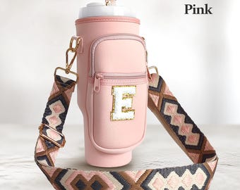 Personalized 40oz Tumbler Carrier with Strap Tumbler Bag Custom Tumbler Holder Tumbler Pouch Tumbler Case Handle Cup Water Bottle Accessory
