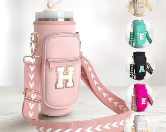 Personalized 40oz Tumbler Carrier with Strap Tumbler Bag Custom Tumbler Holder Tumbler Pouch Tumbler Case Handle Cup Water Bottle Accessory