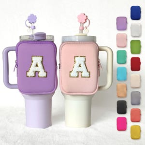 Custom Tumbler Pouch Water Bottle Pouch Personalized Initial Letter Patch Cup Accessories Fanny Pack 30oz 40oz Customized Tumbler Backpack