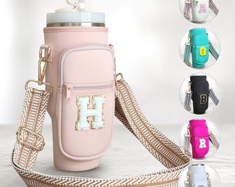 Personalized 40oz Tumbler Carrier with Strap Tumbler Bag Custom Tumbler Holder Tumbler Pouch Tumbler Case Handle Cup Water Bottle Accessory