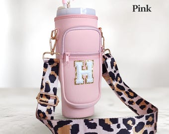 Personalized 40oz Tumbler Carrier with Strap Tumbler Bag Custom Tumbler Holder Tumbler Pouch Tumbler Case Handle Cup Water Bottle Accessory