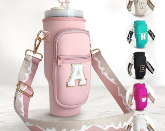Personalized 40oz Tumbler Carrier with Strap Tumbler Bag Custom Tumbler Holder Tumbler Pouch Tumbler Case Handle Cup Water Bottle Accessory
