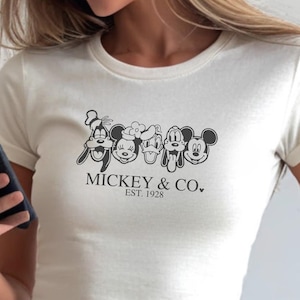 Mickey Co Tank Top and Baby Tee, Retro Disney Summer Crop Top, Cute Mickey Minnie Donald Daisy Pluto Shirt, Disney Friends Spring Baby Tee