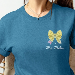 Custom Teacher Bow Shirt, Custom Teacher Name Shirt, Teacher Appreciation Gift, Cute Teacher Shirt, Back To School Shirt
