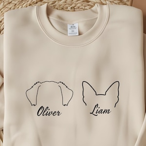 Custom Dog Sweatshirt, Personalized Dog Ears Sweatshirt with Name, Custom Sweatshirt, Dog Dad Gift for Pet Gift for Him, Gift for Pet Lovers