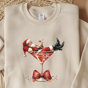 Santa&#39;s Hot Mess Sweatshirt, Christmas Martini Sweatshirt, Christmas Martini Sweatshirt, Santa Christmas Sweatshirt, Christmas Gift