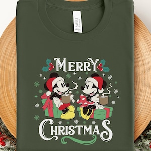 Retro Mickey Minnie Hot Cocoa Disney Christmas Shirt, Mickey&#39;s Very Merry Christmas Party, Disney Christmas Couple Shirt, Christmas Gift