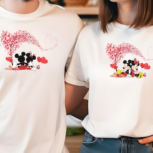 Mickey And Minnie Valentine Shirt, Mickey and Minnie Love Tree Shirt, Lover Mickey and Minnie Tee, Valentine&#39;s Gift, Disney Lover Shirt