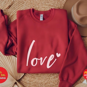 Love Sweatshirt, Heart Hoodie, Valentines Day Sweatshirt, Women&#39;s Sweatshirt, Couple Sweatshirt, Gift For Her, Love Hoodie