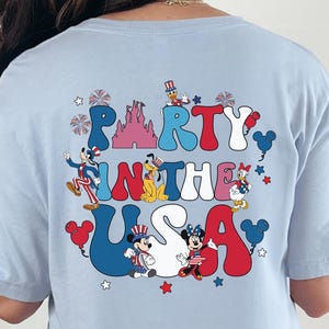 Disney Party in the USA Shirt, Custom 4th of July Tee for Disney Lovers, Cute Red White & Blue Vacation Shirt, Personalized USA Family Shirt