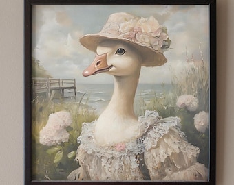Victorian Goose Art Print: Whimsical Anthropomorphic Animal Poster