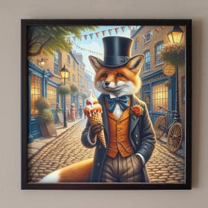 Victorian Fox Art Print: Whimsical Cottagecore Animal Poster