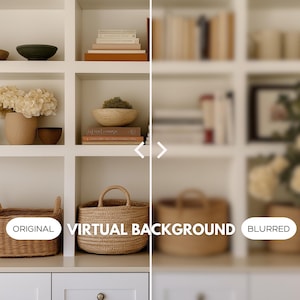 Realistic Home Bookshelf Zoom Background, Blur Digital Office for Teams Background, Home Office Digital Background, Virtual Background
