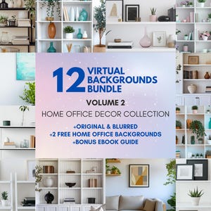 12 Virtual Backgrounds Bundle, Home Office Backdrop, Work From Home, Digital Backgrounds, Zoom Background, Microsoft Teams Background