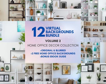 12 Virtual Backgrounds Bundle, Home Office Backdrop, Work From Home, Digital Backgrounds, Zoom Background, Microsoft Teams Background