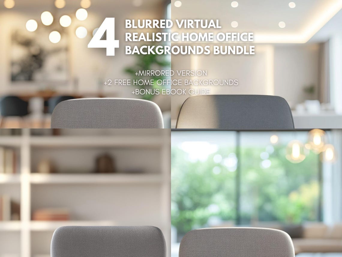 4 Blurred Home Office Virtual Backgrounds Bundle for Zoom and MS Teams ...