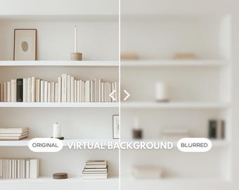 Minimalist Bookshelf Zoom Background | Neutral Home Office (Digital Download)
