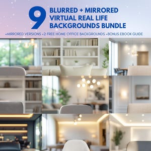 9 Blurred and Mirrored Home Office Virtual Backgrounds Bundle, Zoom and MS Teams Meeting, Blur Home Office Zoom Backgrounds Teams Background