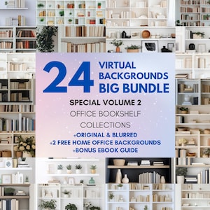 24 Office Bookshelf Backgrounds Bundle, Zoom Backgrounds, MS Teams Background, Home Office Background, Zoom Blur Background, Zoom Background