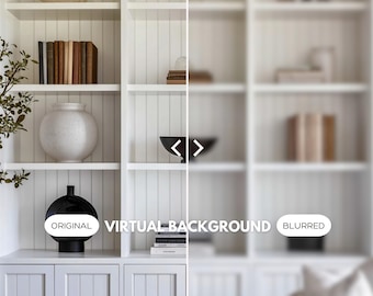 White Bookcase Virtual Background, Home Office Decor (Digital Download)