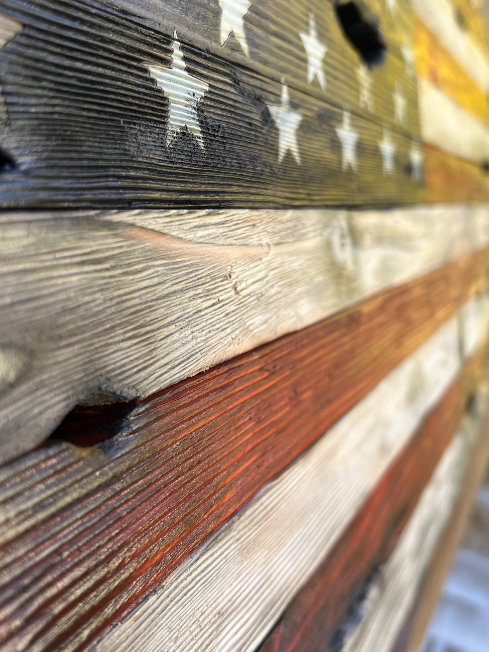 Distressed Wood American Flag, Tattered Rustic Patriotic Wall Art (18 ...