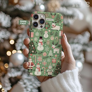 Pastel Christmas Phone Case | Cute Holiday Design with Snowflakes, Gifts, Trees | Festive & Fun Phone Cover | iPhone Case and Samsung Case