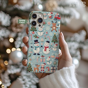 Pastel Christmas Phone Case | Cute Holiday Design with Snowflakes, Gifts | Festive & Fun Phone Cover | iPhone Case and Samsung Case