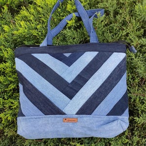Sac fait main, sac à bandoulière, sac en jean, sac d'été, sac de plage, sac de couleur décontracté, unique, sac doublé, sac au design unique, sac fourre-tout
