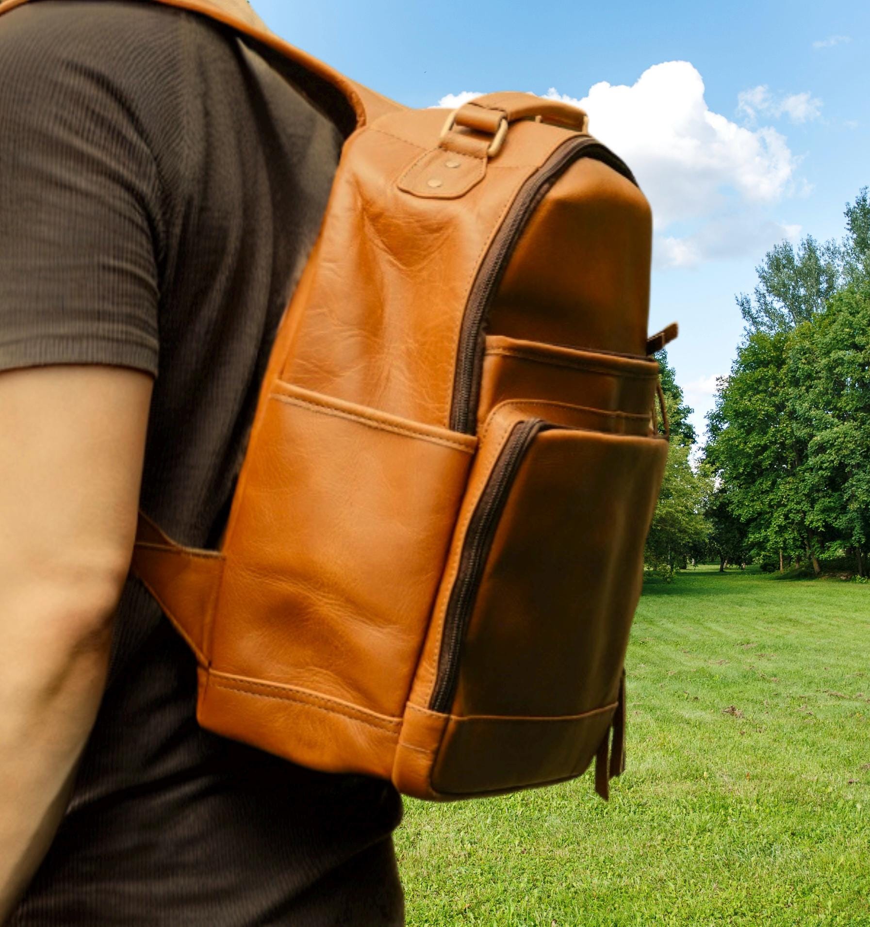 Vintage Full-grain Rustic Tan Leather Backpack, Personalized Rucksack ...