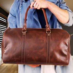 Full Grain Leather Duffle Bag: Personalized Monogram Weekender