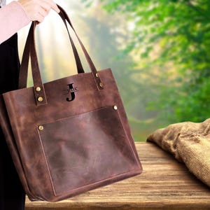 Leather tote bag large, handmade leather bag, woman leather tote, personalized gifts for her, handbag, Tote Leather Bag