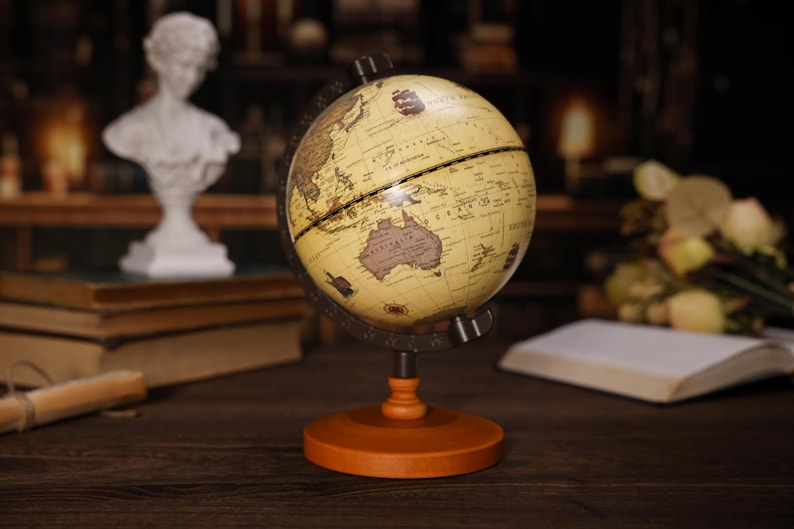 Custom Engraving Classical Wooden Base Globe Earth Model- 360 Degree ...