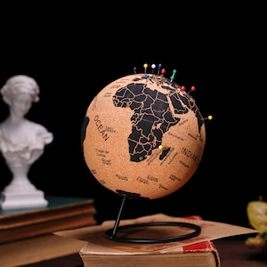 ED - Travel Tracker Cork Globe with Pins, Graduation Adventure Keepsake Gift, Couple Bucket List, World Map Decor for Wanderlusters