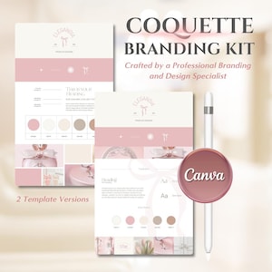 Pink Branding Kit Template | Coquette Branding Design | Luxurious and Elegant | DIY Logo Branding | Aesthetic Brand | Pink